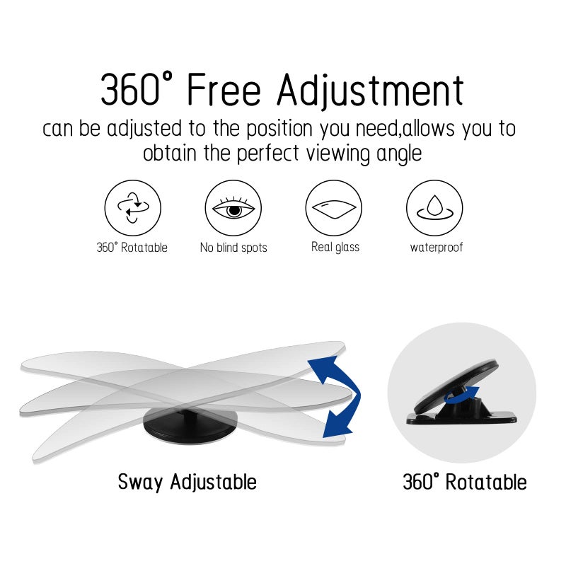 MARLBSTON 2 pcs Blind Spot Mirrors  HD Glass Convex 360 Wide Angle Side Rear View Mirror with ABS Housing for Cars SUV and Trucks - Image 2